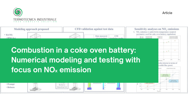 Combustion in a coke oven battery: Numerical modeling and testing with focus on NOx emission